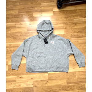Air Jordan Flight Fleece Pullover Womens Size 2X Hoodie Gray White CV7743 063